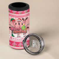 Flamingo Pink Christmas 4 in 1 Can Cooler Tumbler Fa La La La Min Go - Wonder Print Shop