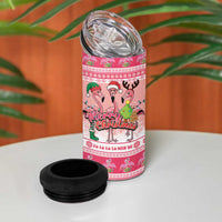 Flamingo Pink Christmas 4 in 1 Can Cooler Tumbler Fa La La La Min Go - Wonder Print Shop