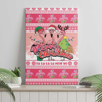 Flamingo Pink Christmas Canvas Wall Art Fa La La La Min Go - Wonder Print Shop