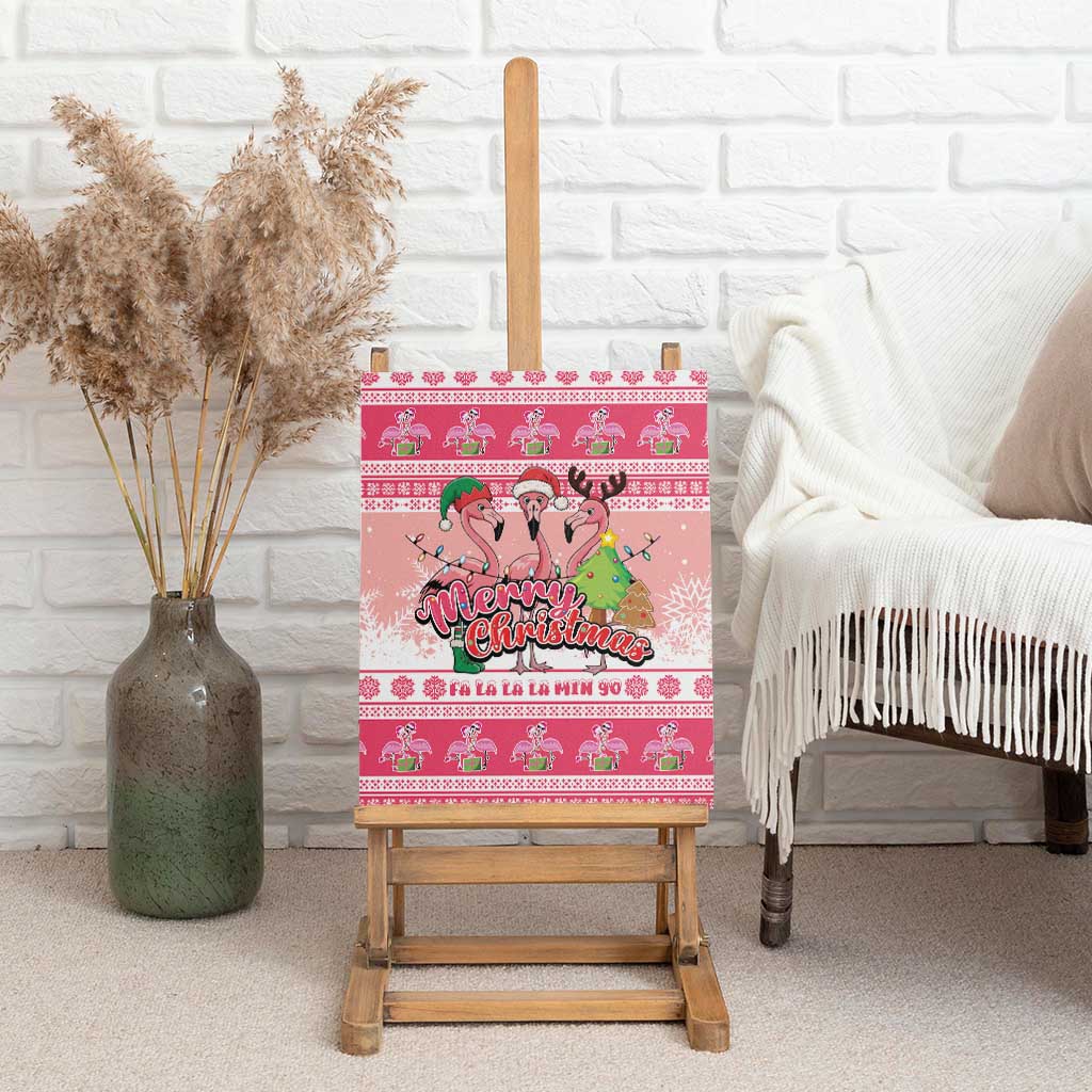 Flamingo Pink Christmas Canvas Wall Art Fa La La La Min Go - Wonder Print Shop
