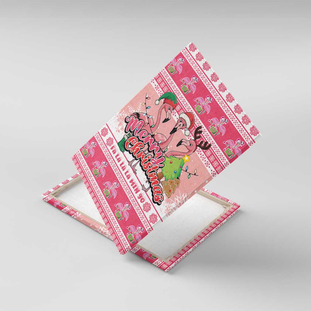 Flamingo Pink Christmas Canvas Wall Art Fa La La La Min Go - Wonder Print Shop