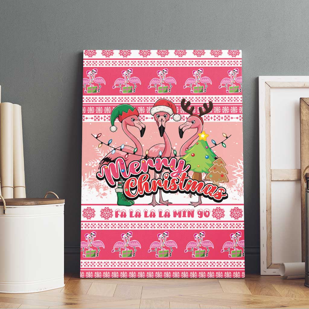 Flamingo Pink Christmas Canvas Wall Art Fa La La La Min Go - Wonder Print Shop
