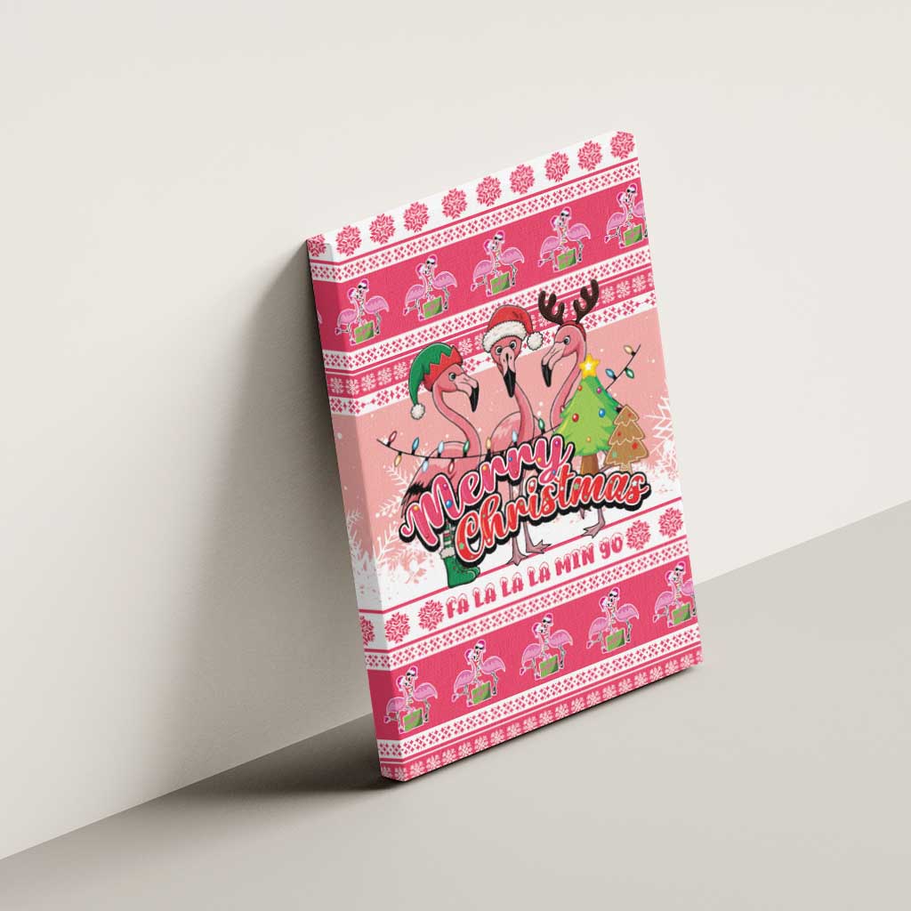 Flamingo Pink Christmas Canvas Wall Art Fa La La La Min Go - Wonder Print Shop