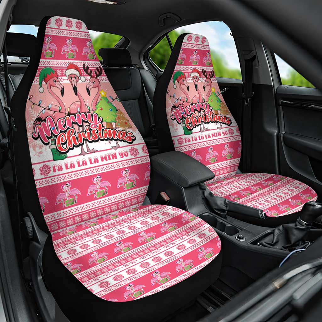 Flamingo Pink Christmas Car Seat Cover Fa La La La Min Go - Wonder Print Shop
