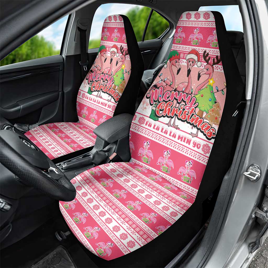Flamingo Pink Christmas Car Seat Cover Fa La La La Min Go - Wonder Print Shop