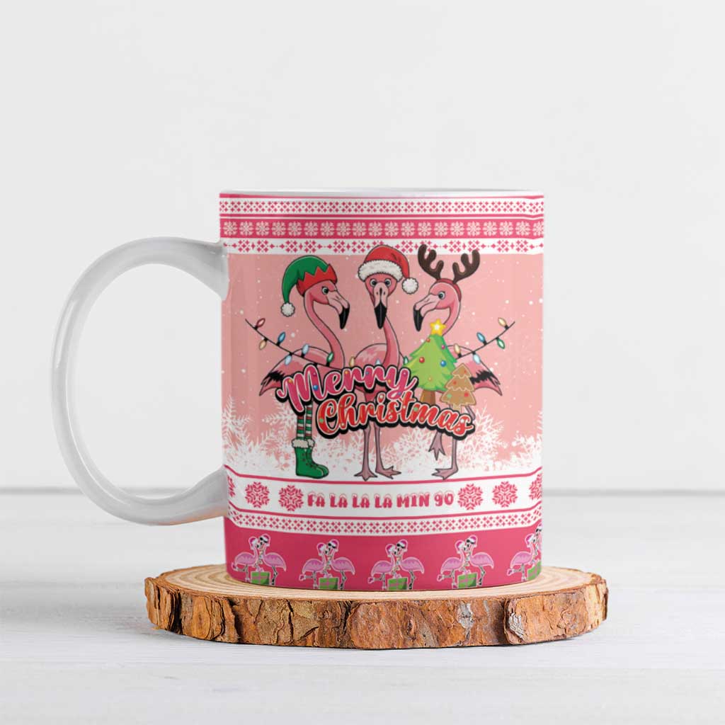Flamingo Pink Christmas Ceramic Mug Fa La La La Min Go - Wonder Print Shop