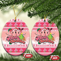 Flamingo Pink Christmas Ceramic Ornament Fa La La La Min Go - Wonder Print Shop