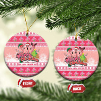 Flamingo Pink Christmas Ceramic Ornament Fa La La La Min Go - Wonder Print Shop