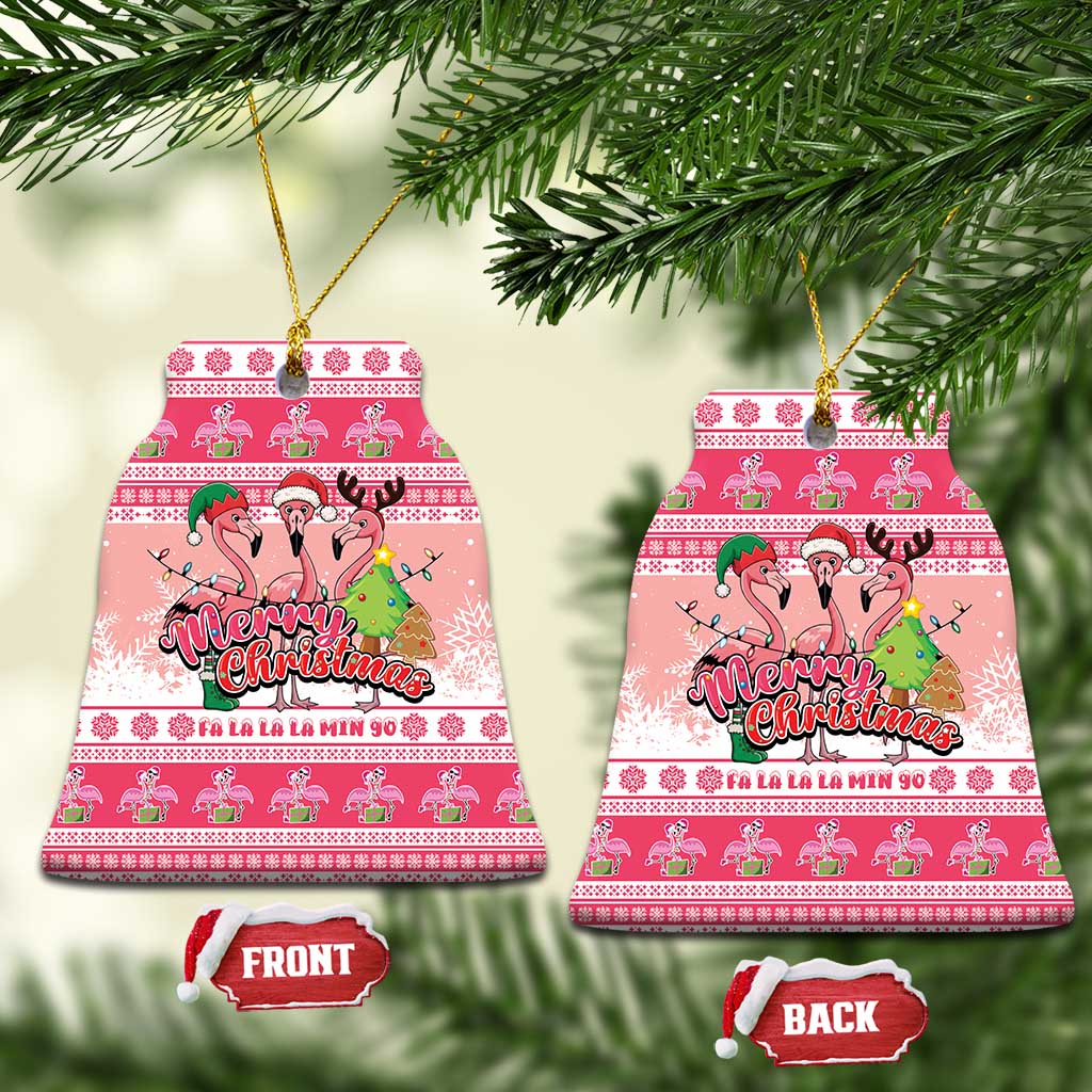 Flamingo Pink Christmas Ceramic Ornament Fa La La La Min Go - Wonder Print Shop