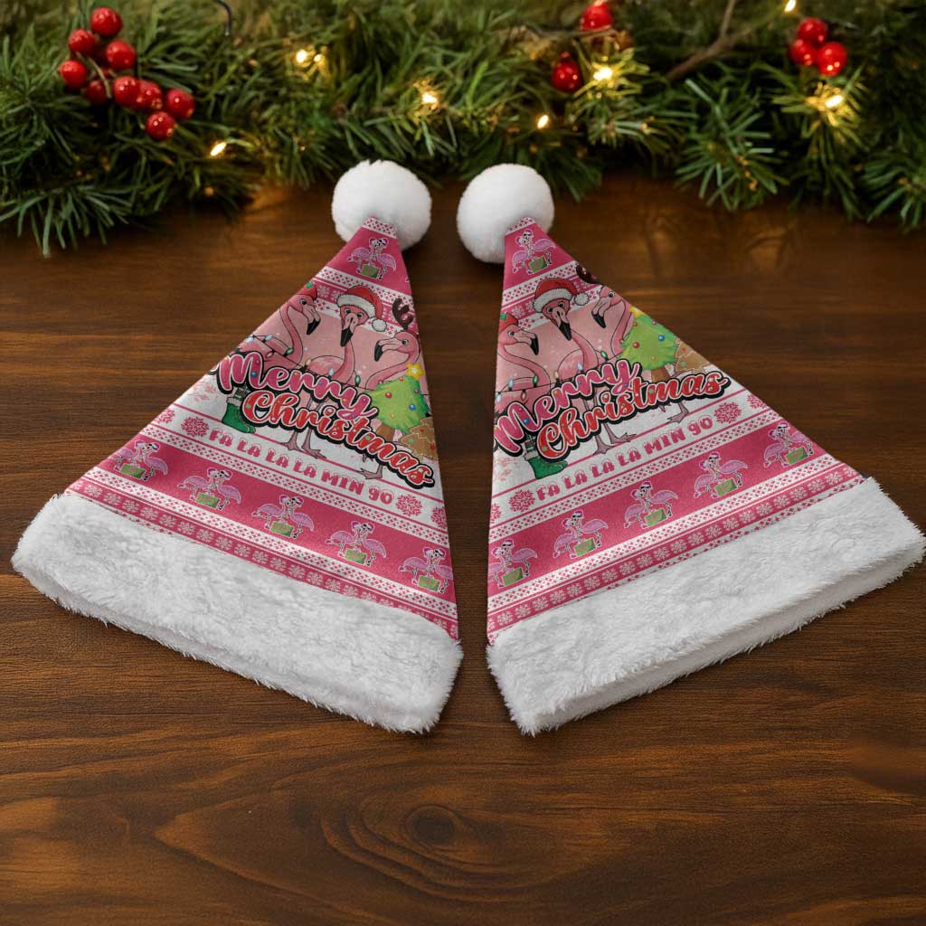 Flamingo Pink Christmas Santa Hat Fa La La La Min Go - Wonder Print Shop