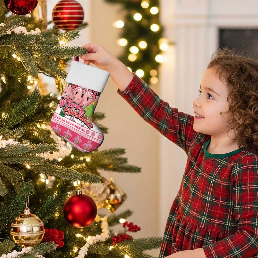 Flamingo Pink Christmas Stocking Fa La La La Min Go - Wonder Print Shop