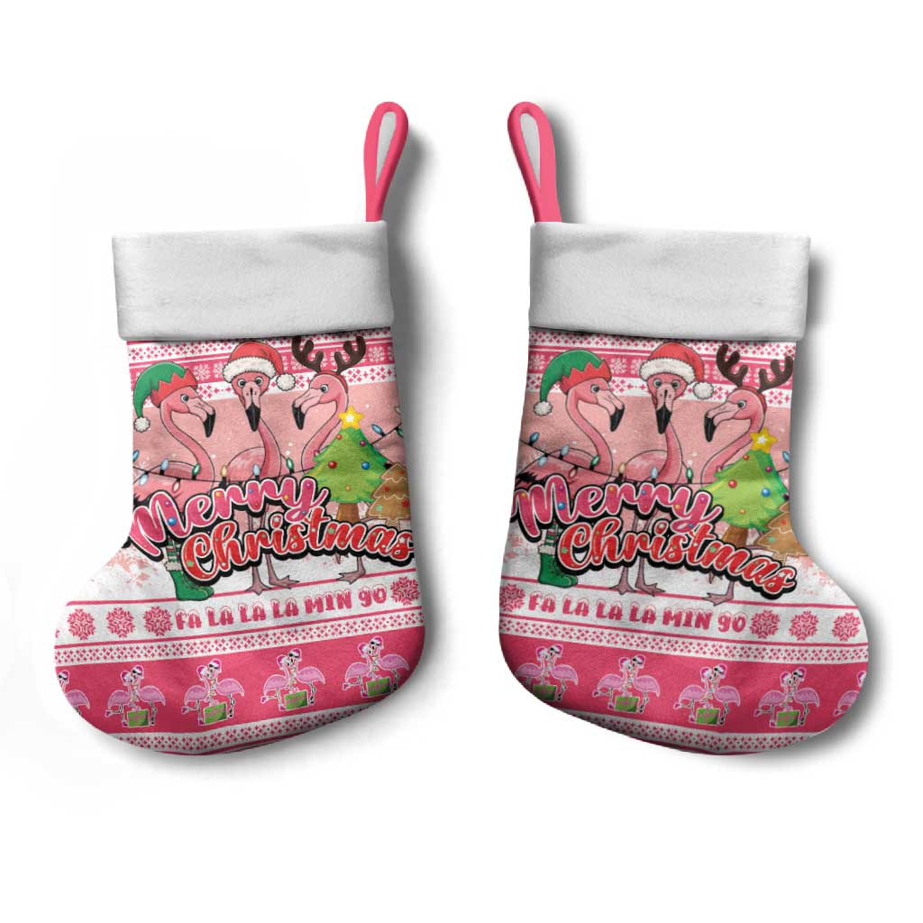 Flamingo Pink Christmas Stocking Fa La La La Min Go - Wonder Print Shop