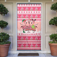 Flamingo Pink Christmas Door Cover Fa La La La Min Go - Wonder Print Shop