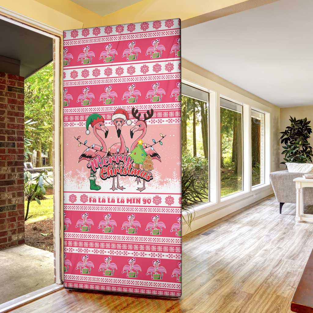 Flamingo Pink Christmas Door Cover Fa La La La Min Go - Wonder Print Shop