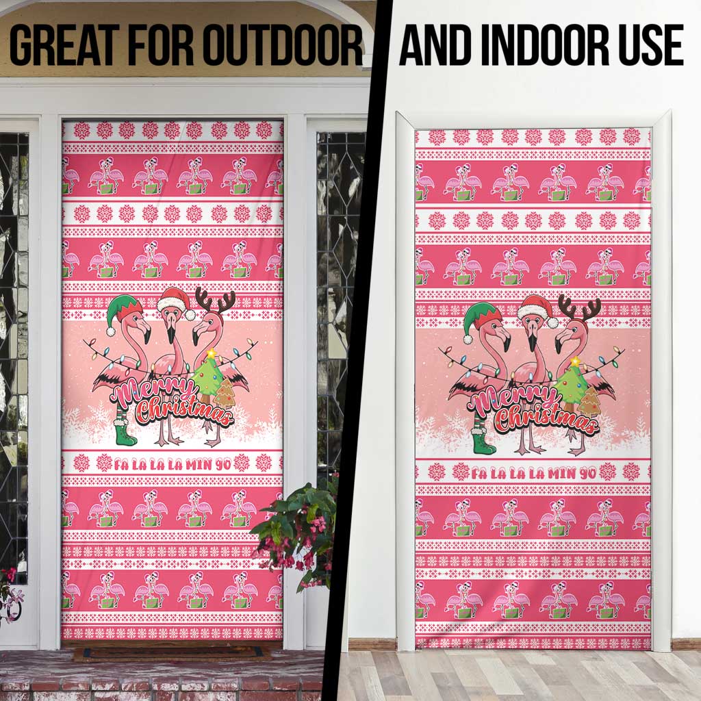 Flamingo Pink Christmas Door Cover Fa La La La Min Go - Wonder Print Shop