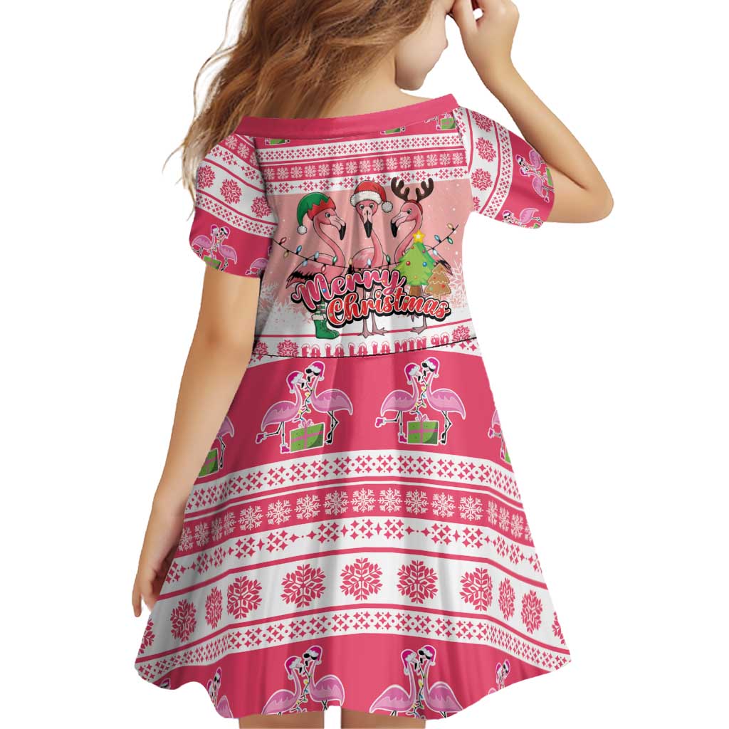 Flamingo Pink Christmas Family Matching Off Shoulder Maxi Dress and Hawaiian Shirt Fa La La La Min Go - Wonder Print Shop