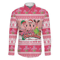 Flamingo Pink Christmas Family Matching Puletasi and Hawaiian Shirt Fa La La La Min Go - Wonder Print Shop