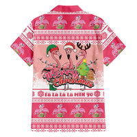 Flamingo Pink Christmas Family Matching Summer Maxi Dress and Hawaiian Shirt Fa La La La Min Go - Wonder Print Shop