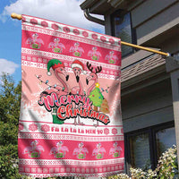 Flamingo Pink Christmas Garden Flag Fa La La La Min Go - Wonder Print Shop