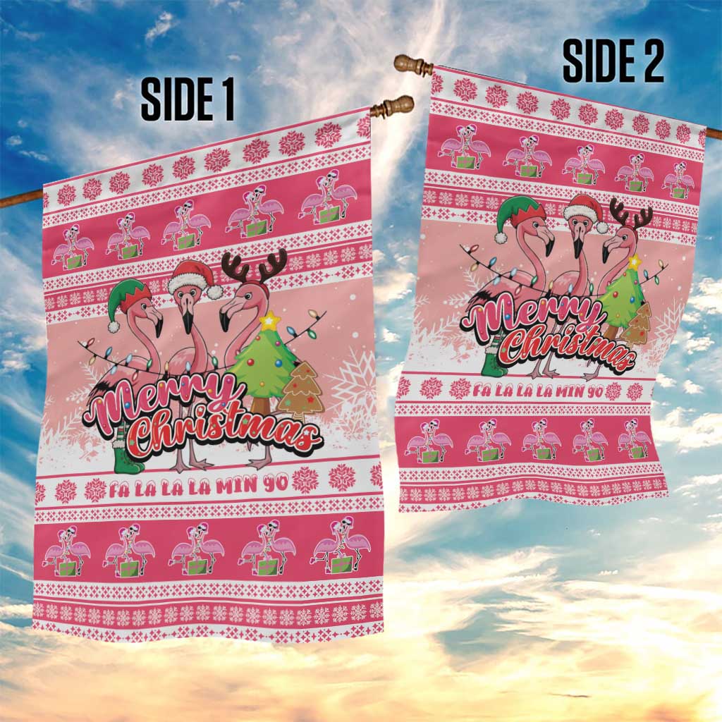 Flamingo Pink Christmas Garden Flag Fa La La La Min Go - Wonder Print Shop