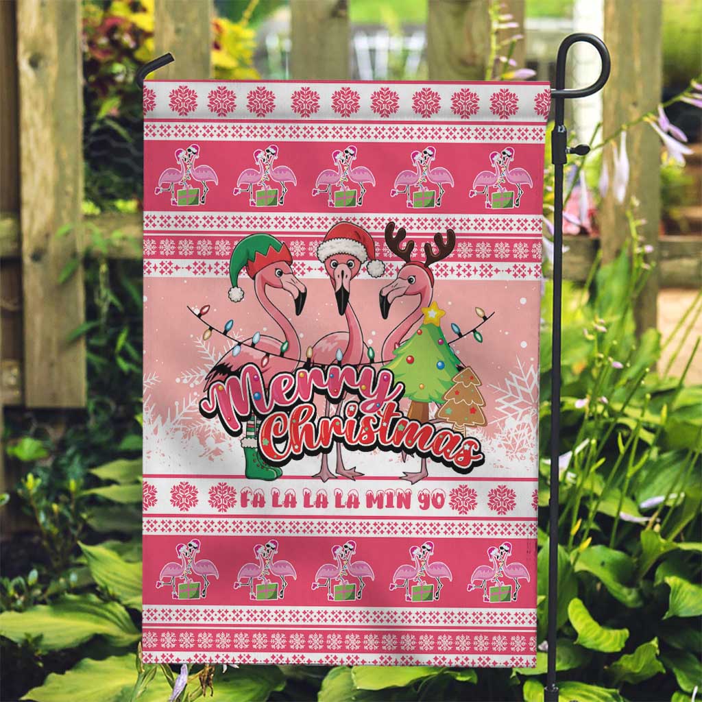 Flamingo Pink Christmas Garden Flag Fa La La La Min Go - Wonder Print Shop