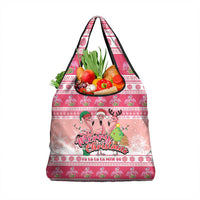 Flamingo Pink Christmas Grocery Bag Fa La La La Min Go - Wonder Print Shop