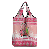 Flamingo Pink Christmas Grocery Bag Fa La La La Min Go - Wonder Print Shop