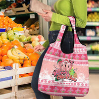 Flamingo Pink Christmas Grocery Bag Fa La La La Min Go - Wonder Print Shop