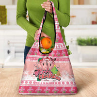 Flamingo Pink Christmas Grocery Bag Fa La La La Min Go - Wonder Print Shop