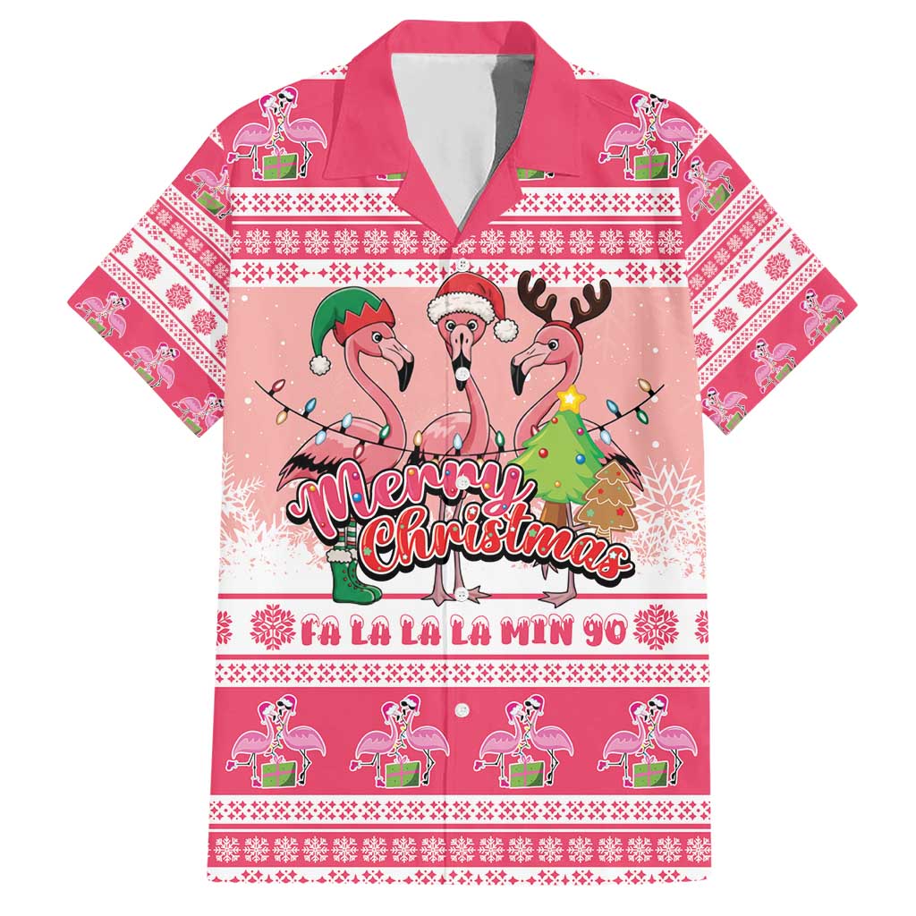 Flamingo Pink Christmas Hawaiian Shirt Fa La La La Min Go - Wonder Print Shop