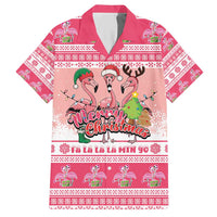 Flamingo Pink Christmas Hawaiian Shirt Fa La La La Min Go - Wonder Print Shop