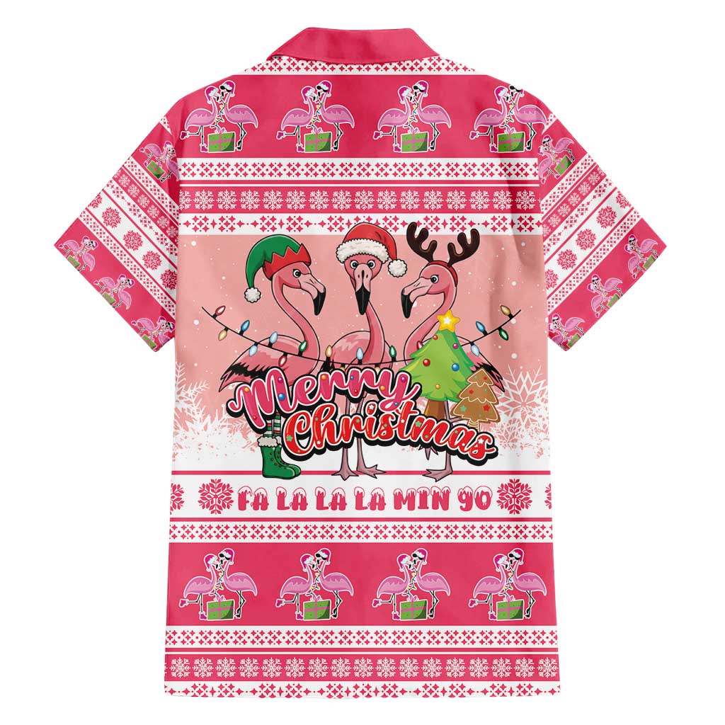Flamingo Pink Christmas Hawaiian Shirt Fa La La La Min Go - Wonder Print Shop