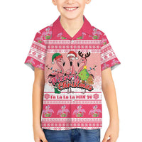 Flamingo Pink Christmas Hawaiian Shirt Fa La La La Min Go - Wonder Print Shop