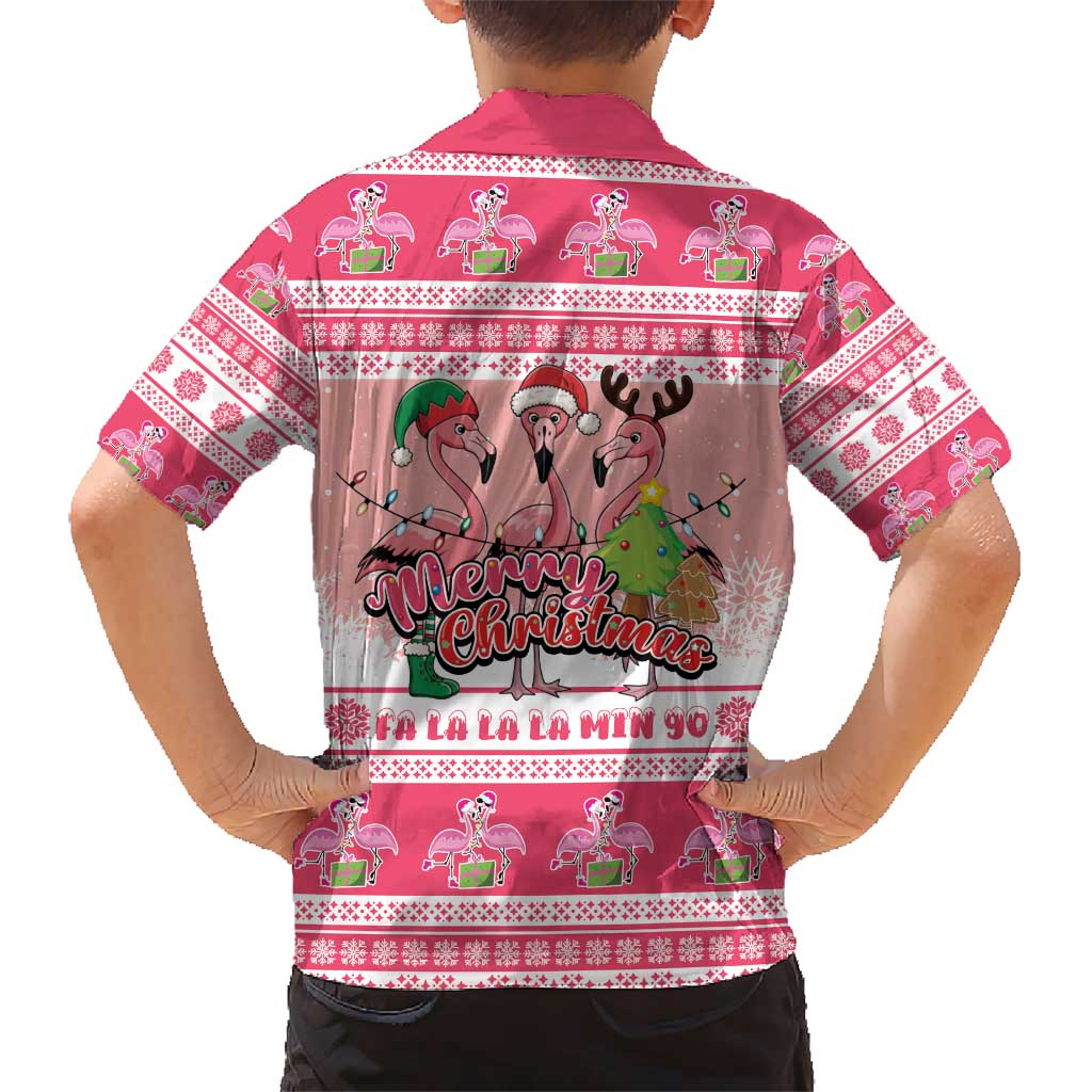 Flamingo Pink Christmas Hawaiian Shirt Fa La La La Min Go - Wonder Print Shop