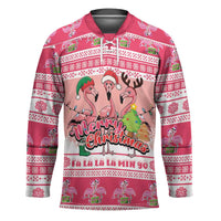 Flamingo Pink Christmas Hockey Jersey Fa La La La Min Go - Wonder Print Shop