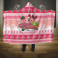 Flamingo Pink Christmas Hooded Blanket Fa La La La Min Go - Wonder Print Shop