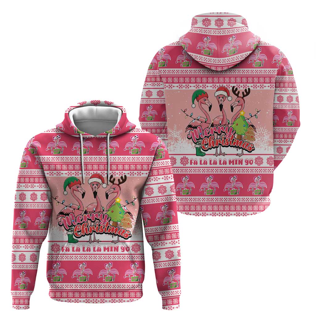 Flamingo Pink Christmas Hoodie Fa La La La Min Go - Wonder Print Shop