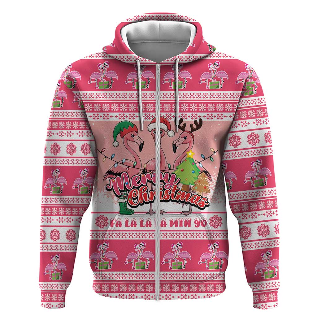 Flamingo Pink Christmas Hoodie Fa La La La Min Go - Wonder Print Shop