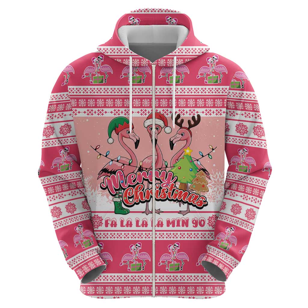 Flamingo Pink Christmas Hoodie Fa La La La Min Go - Wonder Print Shop
