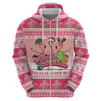 Flamingo Pink Christmas Hoodie Fa La La La Min Go - Wonder Print Shop