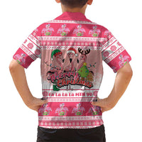 Flamingo Pink Christmas Kid Hawaiian Shirt Fa La La La Min Go - Wonder Print Shop
