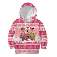 Flamingo Pink Christmas Kid Hoodie Fa La La La Min Go - Wonder Print Shop