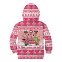 Flamingo Pink Christmas Kid Hoodie Fa La La La Min Go - Wonder Print Shop