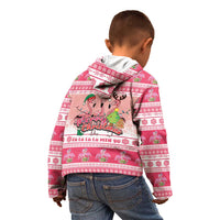Flamingo Pink Christmas Kid Hoodie Fa La La La Min Go - Wonder Print Shop
