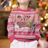 Flamingo Pink Christmas Kid Ugly Christmas Sweater Fa La La La Min Go - Wonder Print Shop