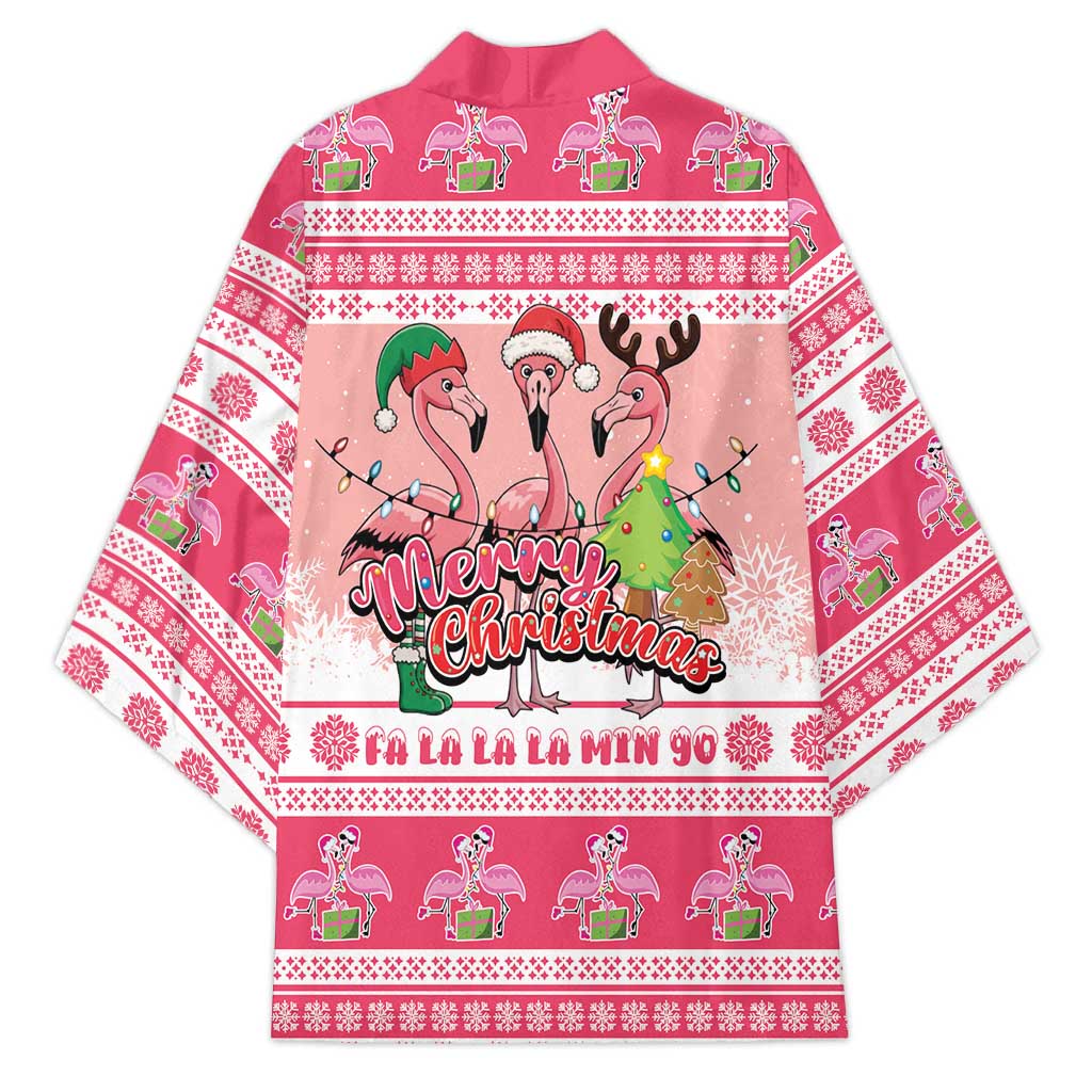 Flamingo Pink Christmas Kimono Fa La La La Min Go - Wonder Print Shop