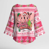 Flamingo Pink Christmas Kimono Sleeve Blouse Fa La La La Min Go - Wonder Print Shop