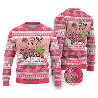 Flamingo Pink Christmas Ugly Christmas Sweater Fa La La La Min Go - Wonder Print Shop