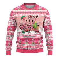 Flamingo Pink Christmas Ugly Christmas Sweater Fa La La La Min Go - Wonder Print Shop