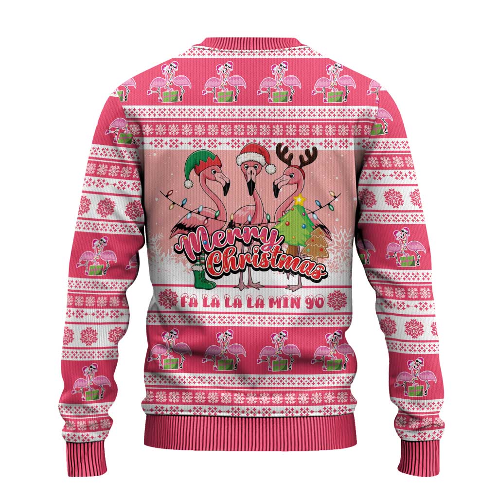 Flamingo Pink Christmas Ugly Christmas Sweater Fa La La La Min Go - Wonder Print Shop